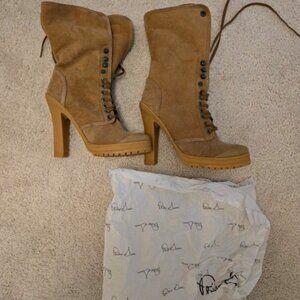 Philip Simon Kevoik Genuine suede & shearling Lace up ankle boots sz 8